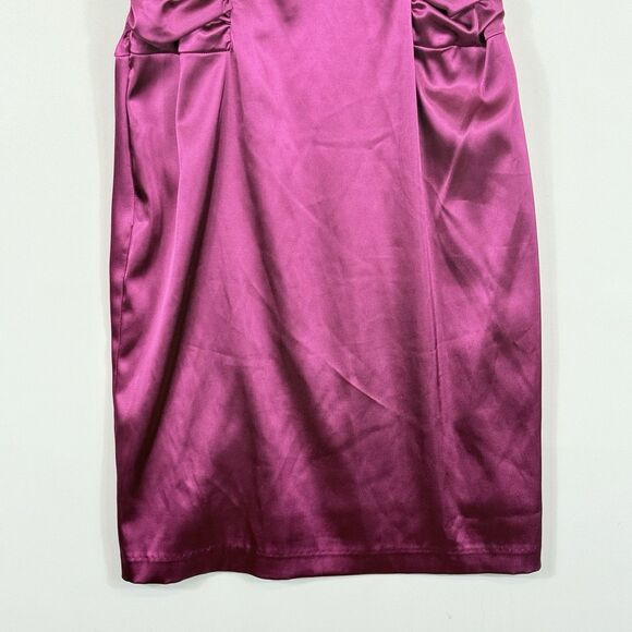 B. Smart Womens 5 6 Y2K Bright‎ Pink Satin Sleeveless Cocktail Ruched Mini Dress - Picture 4 of 7
